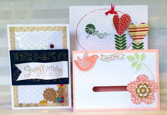 Cards made by using embossing folders.