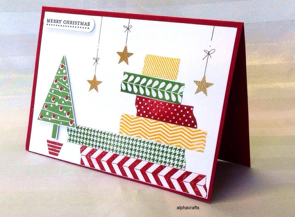 Tape It Stamp Set and Festival of Trees bundle Christmas card.