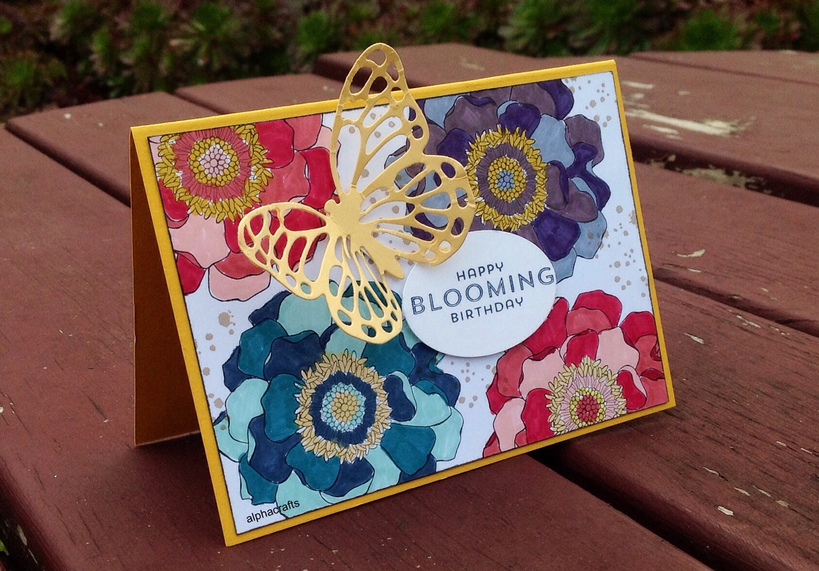 Card stamped with Blended Blooms and then coloured with Stampin' Write Markers.