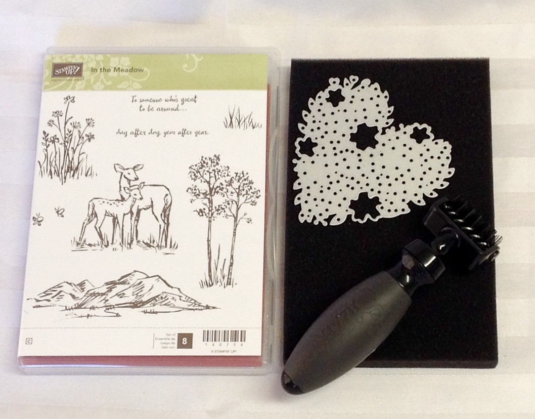In The Meadow Stamp Set, Bloomin' Heart Thinlits and Big Shot Die Brush from the Occasions Catalogue 2016.