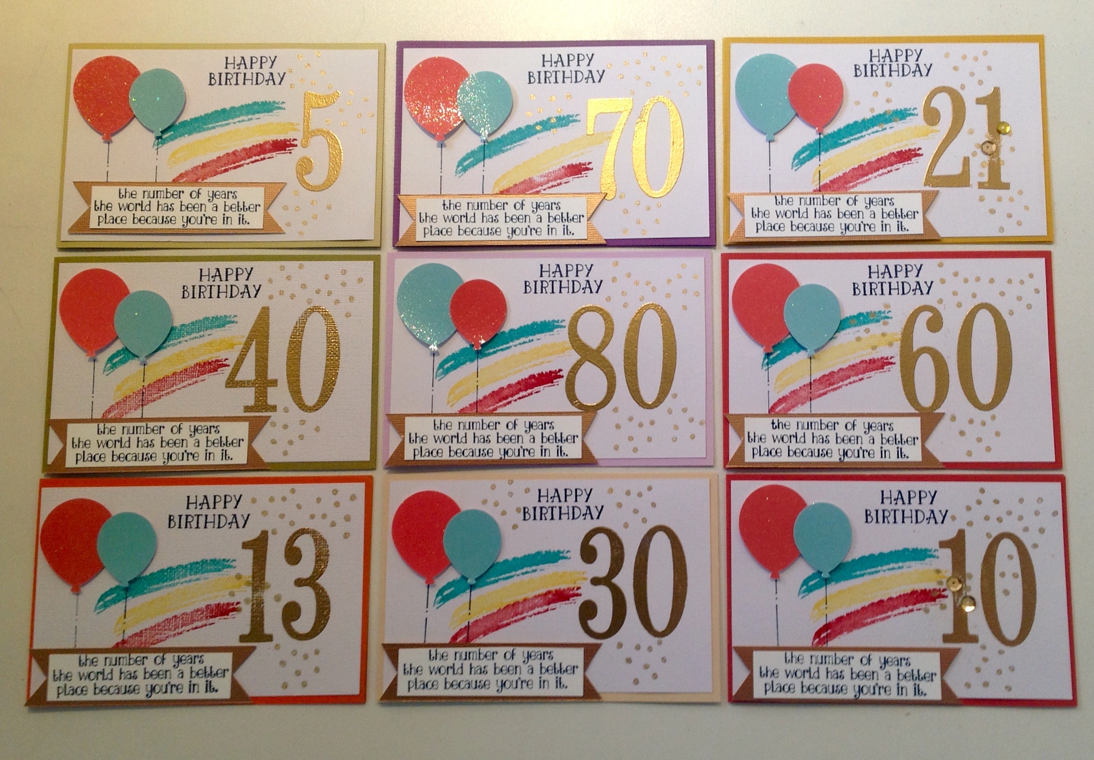 Number of Years stamp set cards