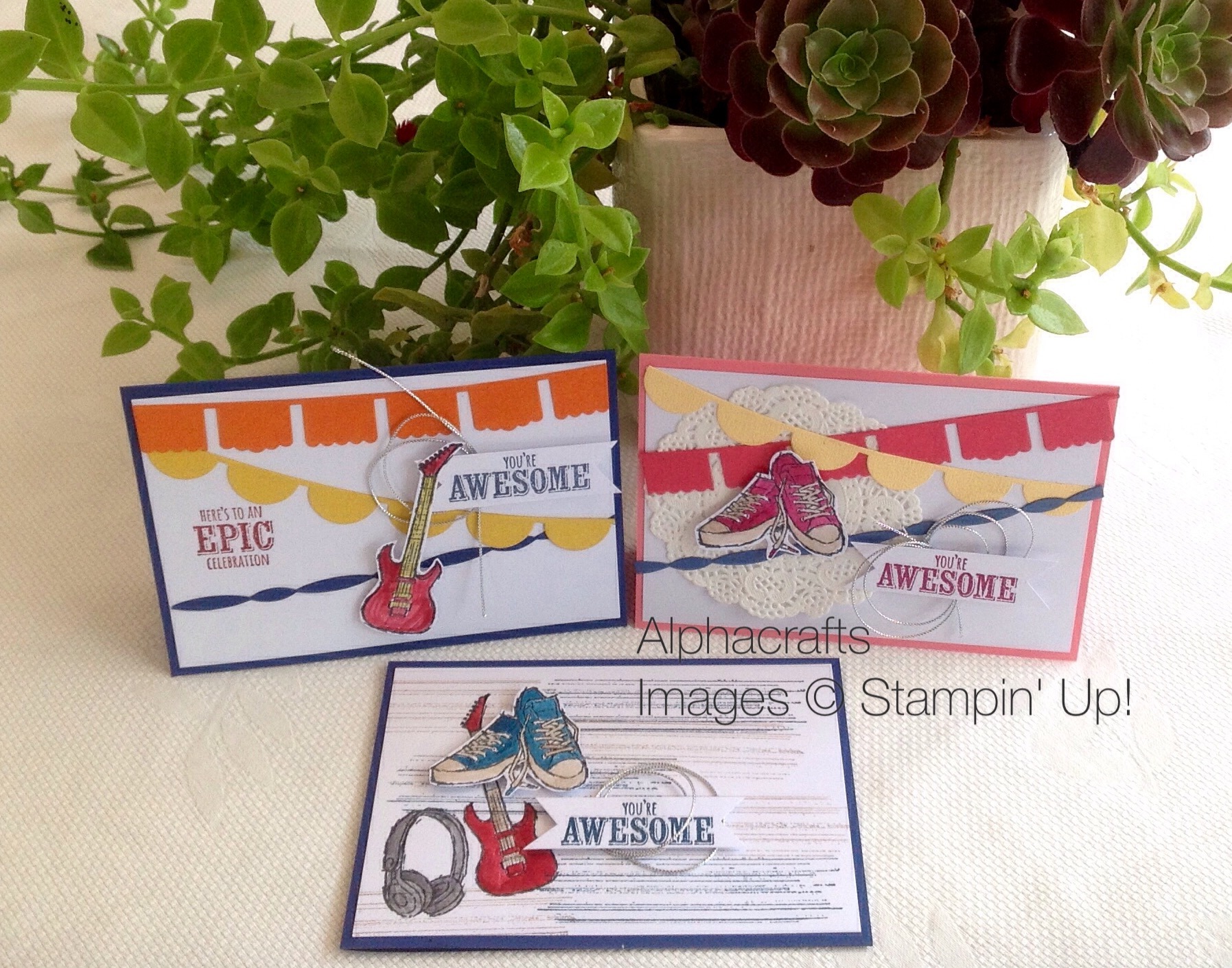 Handmade cards using the Epic Celebration stamp set from Stampin' Up!.