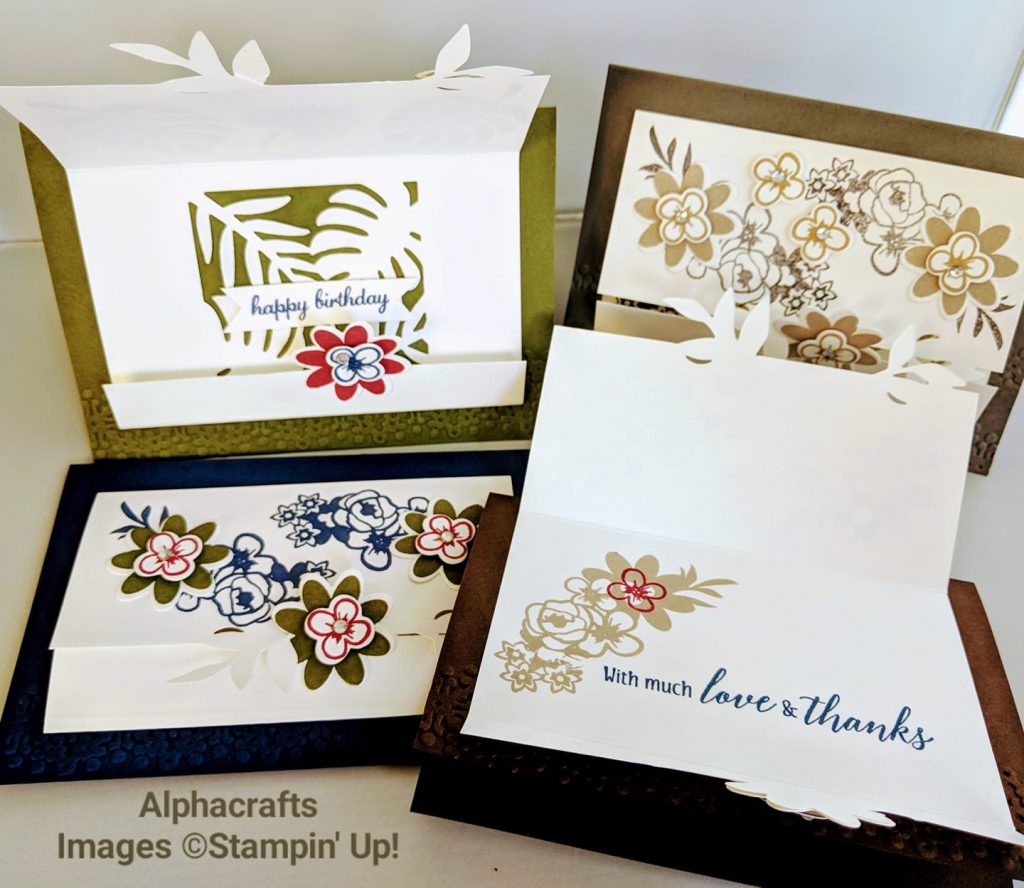 Neutrals inks in varying shades of browns by Stampin' Up! used for cards with flower designs.

