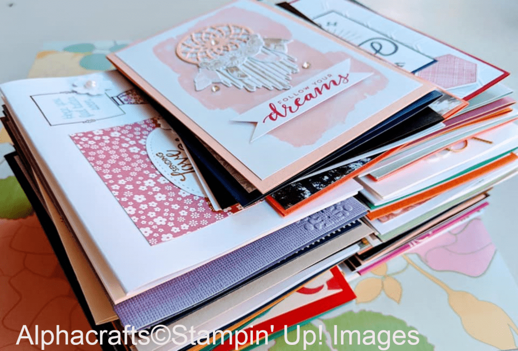 Happy Mail Packs. A stack of handmade cards ready to be packed in bundles and send out in the mail.