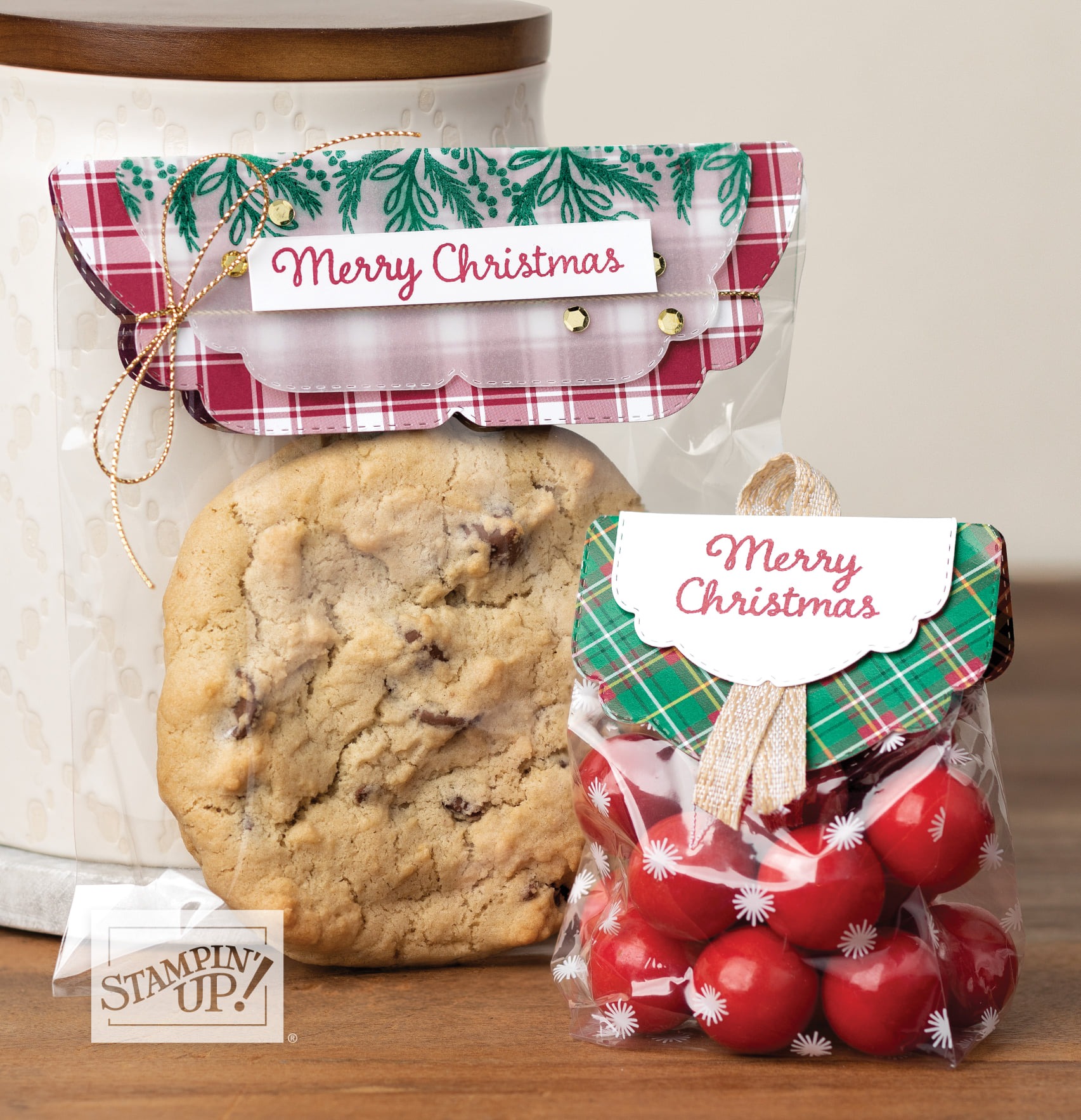 Plaid Tidings Suite Cookie and candy packaging using Plaid Tidings Suite Collection by Stampin' Up!.
