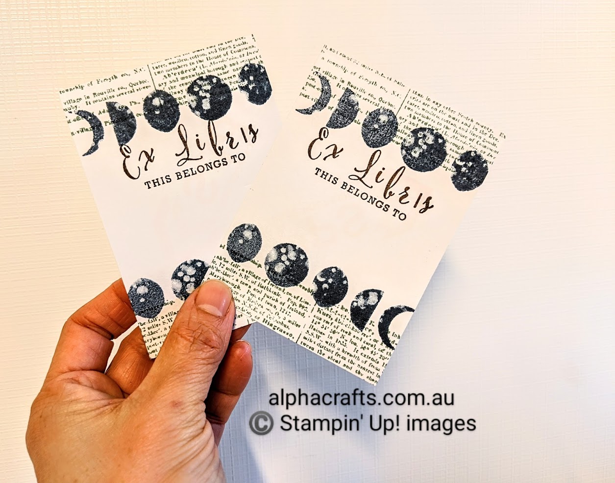 To The Moon Ex Libris Photo of Ex Libris stickers using To the Moon stamp set by Stampin' Up!.
