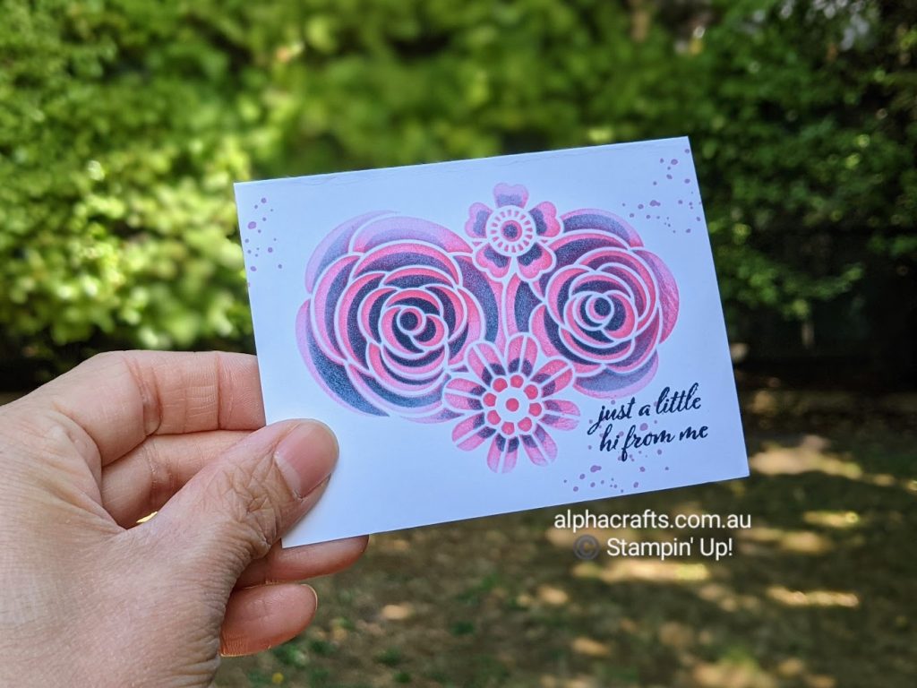 Ombre technique card with flower design